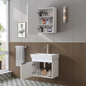 Resim Lavabolu Banyo Dolabı 2li Set - Likya - 60 CM / Külgri 