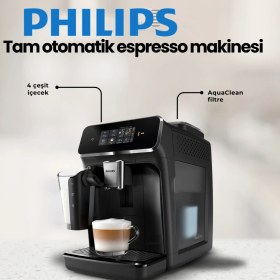 Resim Philips Lattego Tam Otomatik Espresso Makinesi, 4 Farklı Kahve Coffee+ Mobil Uygulaması %100 Seramik Öğütücülerle Zenginleştirilmiş Aroma 