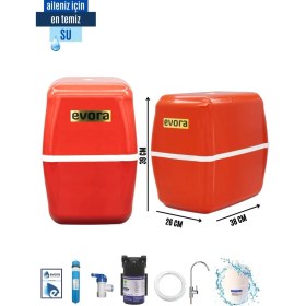 Resim Evora 5 Filtreli 8 L Pompalı Kırmızı Kapalı Oval Kasa Su Arıtma Cihazı 