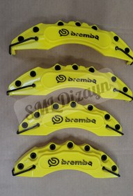 Resim Universal Brembo Stil Fren Kaliper Kapağı Seti - 4 Parça (Ön/Arka) 17-20 İnç Uyumlu - Sarı 