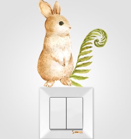 Resim Sulu Boya Sevimli Tavşan Çok Amaçlı Çocuk Odası Duvar Sticker- Priz Sticker - 15 cm / Sulu Boya / Priz Sticker 