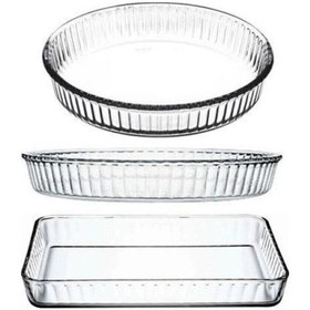 Resim Paşabahçe Borcam 3 Parça Set Yuvarlak Çiftli + Dikdörtgen Nocolor-e9566245 