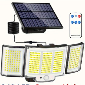 Resim 1/2 Adet Güneş Enerjili Dış Mekan Lambaları, 348 LED'li Yüksek Parlaklık Hareket Sensörlü Lambalar, Uzaktan Kumandalı Duvar Lambası, 3 Ayarlanabilir Kafa, 3 Aydınlatma Modlu Sokak Lambaları, Geniş Açı Aydınlatma, Güvenlik LED Projektör, Dış ve İç Mekanlar İçin. 