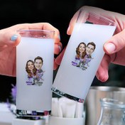 Resim Sana Aşığım Karikatürlü İkili Rakı Bardağı Seti 