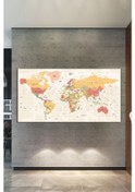 Resim Dünya Haritası World Map Dekoratif Kanvas TAblo 140 x 70 
