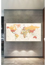 Resim Dünya Haritası World Map Dekoratif Kanvas TAblo 140 x 70 
