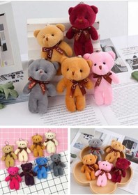 Resim Çanta Süsü Aksesuarı Anahtarlık 6 Adet Peluş Ayıcık Set Mini Yumoş Karışık Renk Çanta Süsü 11 Cm Çok Renkli 