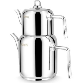 Resim Lines Mercan Metal Kulp Paslanmaz Çelik Çaydanlık Bej 