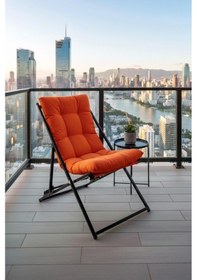 Resim Napper Katlanabilir Turuncu Şezlong - Su Geçirmez Kumaş, Metal İskelet, Balkon Ve Bahçe Sandalyesi Turuncu 