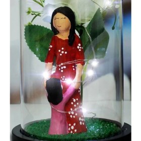 Resim herkesetoptantic Gül Altında Benim Annem Melek Tasarımlı Işıklı Fanus (Beyaz) 