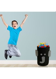 Resim Buffer Sevimli Keçe Fil Desenli Çocuk Bebek Odası Kirli Çamaşır Sepeti Oyuncak Saklama Kutusu Çok Renkli 