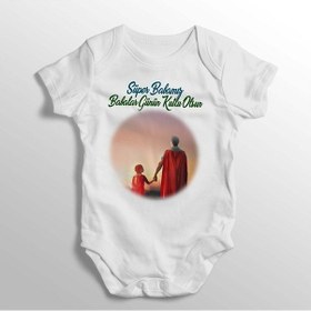 Resim İmaj Tuğbababy Süper Babam Babalar Günün Kutlu Olsun Yazılı Baskılı Bebek Zıbını (520689058) Beyaz 