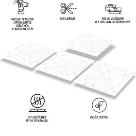 Resim Tink Kendinden Yapışkanlı Silver Mermer Desenli Pvc Karo 30x30 cm 