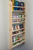 Resim Karaköse Ahşap Montessori Kitaplık Çocuk Bebek Odası Eğitici Kitaplık Ahşap Duvar Rafı 100x40cm 