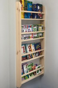 Resim Karaköse Ahşap Montessori Kitaplık Çocuk Bebek Odası Eğitici Kitaplık Ahşap Duvar Rafı 100x40cm 