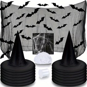 Resim 5 adet WB Harry Potter Parti Şapka Seti - Siyah Oxford Kumaş Uçlu Şapkalar Kırmızı Kurdele Kurdelelerle, Sadece Elde Yıkama, Tüy Yok, Cadılar Bayramı, Noel, Temalı Etkinlikler ve Kostüm Partileri için Mükemmel, Temalı Etkinlik Aksesuarları | Büyücü Temalı Giyim | Dayanıklı Parti Şapkası 