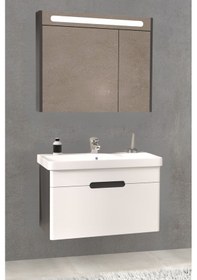 Resim Olimpia 80 Cm Banyo Dolabi (Aynali Dolap) - Antrasit / Beyaz ( Boy Dolap Hariç) Çok Renkli 
