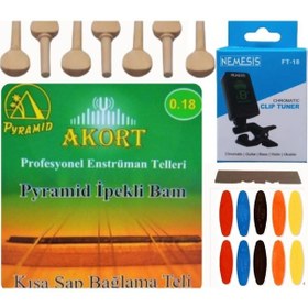 Resim Akort 0.18 Pramid Kısa Sap Bağlama Teli 5'Li Ekonomik Set 