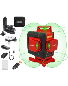 Resim Kobb KBL35G Şarjlı 4X360⁰ Otomatik Hizalamalı Yeşil Çapraz Çizgi Lazer Distomat + Uzaktan Kumanda 