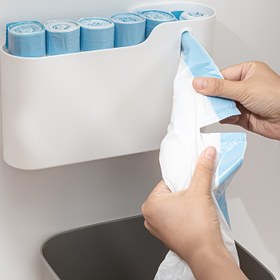 Resim 1 Adet Şık Beyaz Duvara Monte Plastik Torba Tutucu - Matkap Gerektirmez, Mutfak & Banyo İçin Çift Bölmeli Çöp Torbası Dağıtıcısı - Modern Minimalist Tasarım, Lavabo Altı & Dolap Depolama İçin İdeal, Lavabo Altı Düzenleyici|Matkap Gerektirmez Kurulum|Dayanıklı Plastik, Banyo Düzenleyicileri ve Depolama 