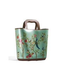 Resim Qutu Hand Bag Tavus Kuşu Desenli Yeşil Plaj Ve El Çantası 3955034 