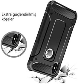 Resim KZY İletişim-Apple iPhone 11 ile Uyumlu Kapak Çift Katmanlı Zırh Tank Kılıf - Kırmızı (KIRMIZI) 
