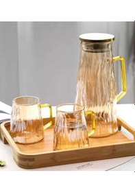 Resim Qerhome Borosilikat Cam Sürahi Takım Elio 6 Bardaklı Gold 1800 Ml 