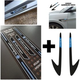 Resim Aksefuar Lazer Volkswagen Golf 7 Kapı Eşiği + Logolu Çamurluk Venti Set 