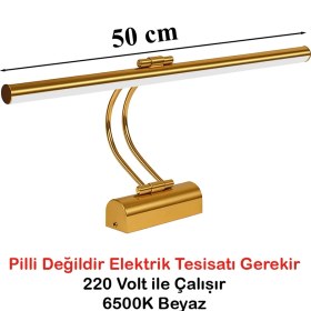 Resim Goes Flüt LED Aplik 50 cm 6500K Beyaz Işık | Modern Duvar Aydınlatma | Enerji Tasarruflu Banyo, Tablo ve Çalışma Masası Lambası 