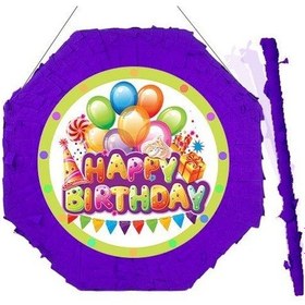 Resim Happy Birthday Pinyata Mor 42cm + Sopası Diğer 