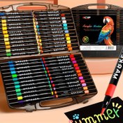 Resim Profesyonel Sanat Kullanımı 24 Renk Akrilik Boya Kalemleri, İnce ve Fırça Uçlu Kalem, Taş, Ahşap, Kaligrafi, Tuval, Seramik, Metal, Cam ve DIY El İşleri için Uygun, Siyah Kutu 