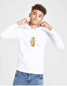 Resim Ananas Smoothie Çizim Baskılı Unisex Çocuk Sweatshirt Beyaz 