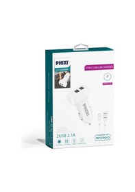 Resim Phixi PCC511T Basic 2.1A Çift Çıkışlı Type-C USB Kablolu Araç Şar 