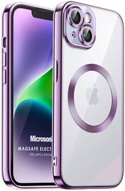 Resim Microsonic Apple iPhone 14 Plus için Kılıf MagSafe Luxury Electroplate [iPhone 14 Plus ile Uyumlu Kılıf - Lila] 