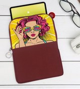 Resim Bk Gift Gift Pop Art Tasarımlı Taşınabilir Koruyucu Tablet Kılıfı & Organizer Çanta - Bordo-7 