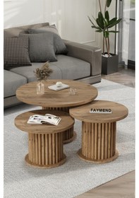 Resim Faymend Nuuny Bohem Modern 3'lü Ahşap Sehpa 'ceviz' Ceviz 