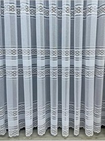Resim Cortibo Viyana Örme Desenli 1'e 2,5 Orta Pileli Tül Perde Beyaz, 150 x 190 VIYANA-BYZ-077 