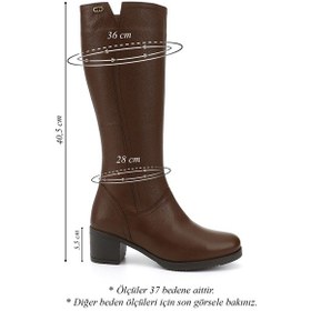 Resim Gönderi(R) Gönderi R Kadın Koyu Kahve Floter Fermuarlı Kalın Topuklu Hakiki Deri Çizme Gkzc13446529 Koyu Kahverengi 