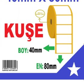 Resim Barkod Kuşe Etiket 40X80 MM 8 Rulo Toplam 10000 Adet 