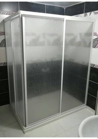 Resim Teknesiz Dikdörtgen Duşakabin Plastik Camlı Beyaz Profilli Beyaz 