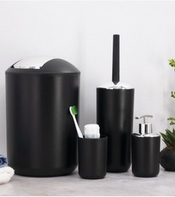 Resim Banyo Aksesuar Seti, Çöp Kovası Seti Siyah 