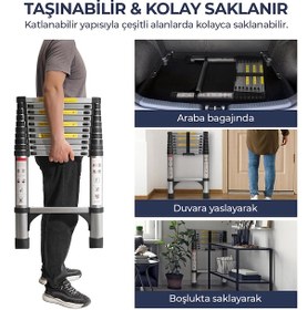 Resim Paslanmaz Çelik Katlanır Merdiven 3.1 Metre 1 Adet 