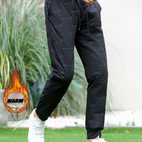 Resim Erkekler için Kışlık Sıcak Polar Astarlı Günlük Pantolonlar Şehir İçi Taşımacılık İçin - Polyester, Koyu Düz Renk, Düzenli Kesim Elastik Bel Bandı ile, Yan Cep Detayları, Soğuk Hava İçin Uygun, Rahat Pantolon 