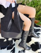 Resim Blacktavern ARKA LASTİKLİ BAĞCIK DİZ ALTI ÇİZME VE ÇANTA 