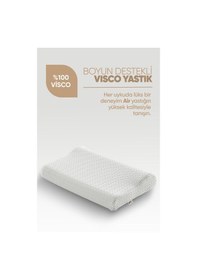 Resim Boyun Destek Yastığı - Boyun Düzleşmesi İçin Visko Yastık Tek Taraflı Lüx Air Comfort Beyaz 