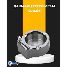 Resim Yuvarlak Çakmaklı Küllük Dayanıklı Metal Yapı 