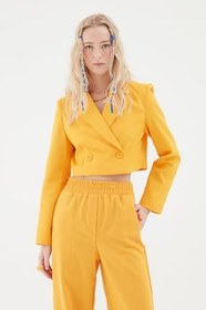 Resim Kruvaze Crop Blazer Ceket Siyah 