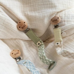 Resim Bibs Paci Braid Emzik Askısı - Sage / Ivory 