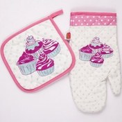 Resim Crystal Mutfak Eldiveni+Tutkaç Set Cheries 