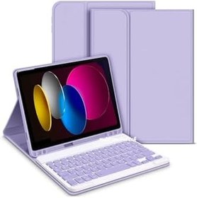 Resim M.TK moveteck Apple İpad Air 11 inç 2024 6.nesil Uyumlu Klavyeli Tablet Kılıf Bluetooth Kalem Bölmeli Standlı, lila, Tek Ebat, keyboard-air6-lila 